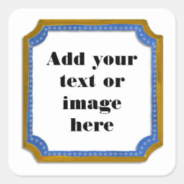 Brun och blå ram Lägg till din text-dekal Fyrkantigt Klistermärke