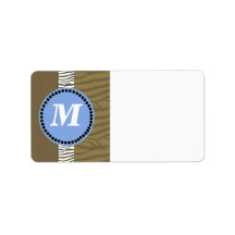 Brun och blå Zebra mönstrad monogram