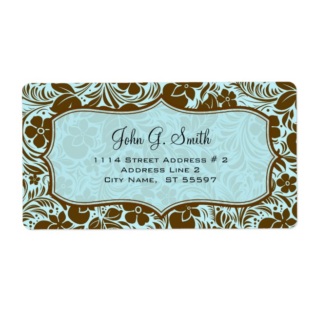 Brun- och blåfärgningsblommor samt Blad Mönster Fraktsedel (Framsidan)