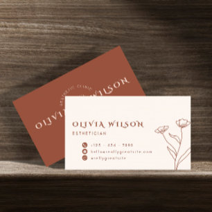 Brun och Blek Gult Aesthetic Modern Esthetician Visitkort