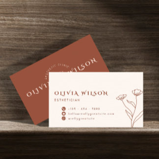 Brun och Blek Gult Aesthetic Modern Esthetician Visitkort