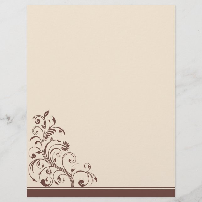 Brun och Cream Blommigt Bröllop Stationery (Framsida)
