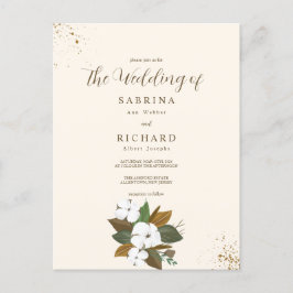 Brun och Cream Blommigt Bröllop Vykort