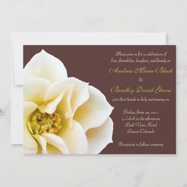 Brun- och Cream Wildrose Wedding-inbjudan Inbjudningar (Framsida)