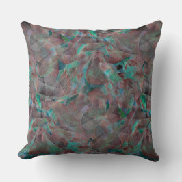 Brun- och cyanskuddar på ofärdiga väggplåster kudde