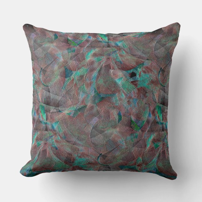 Brun- och cyanskuddar på ofärdiga väggplåster kudde (Framsida)