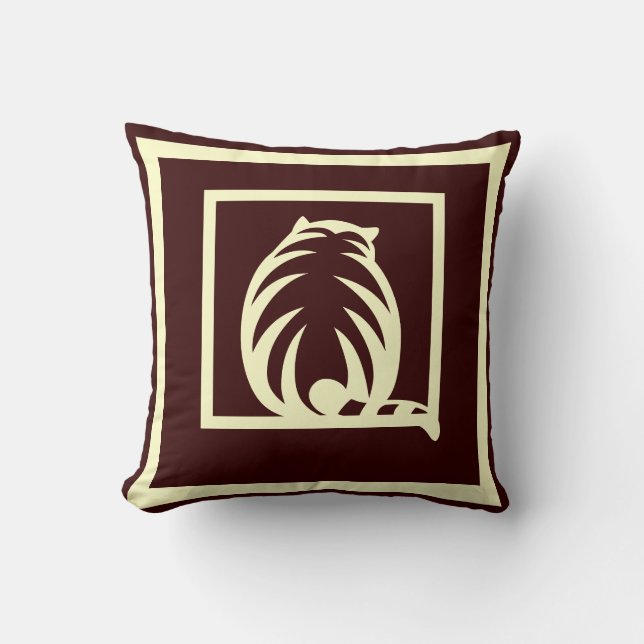 Brun och grädda CATS moderna kuddar (Framsida)