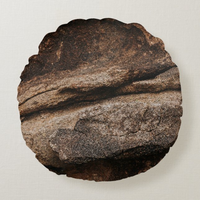 Brun- och grått-sten-bildning rund kudde (Framsidan)