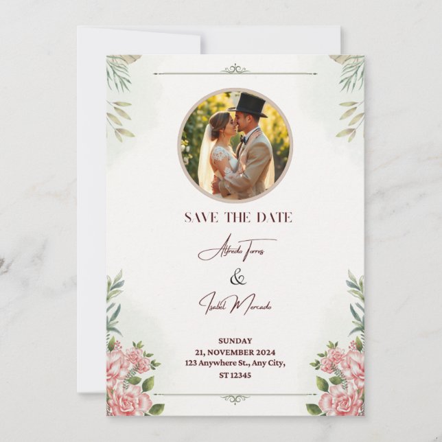 Brun och grön akvarell inbjudningar (Framsida)