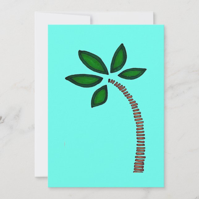 Brun och grön palmteteckning inbjudningar (Framsida)