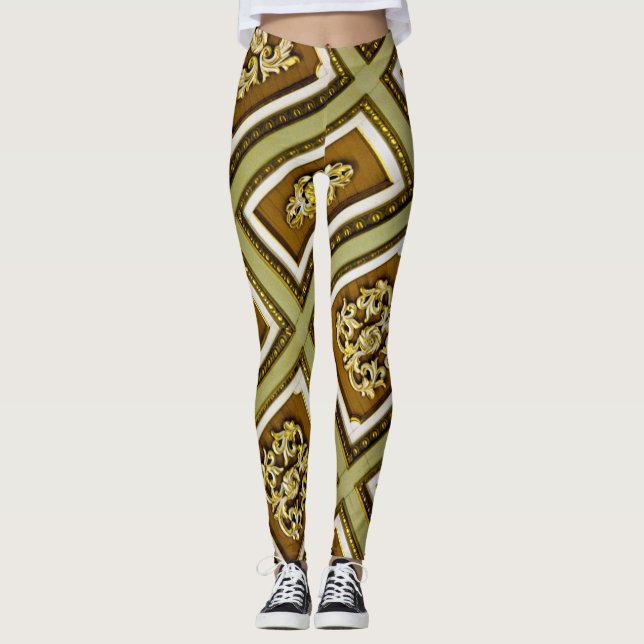 Brun- och Grönt-arkitektur Leggings (Framsida)