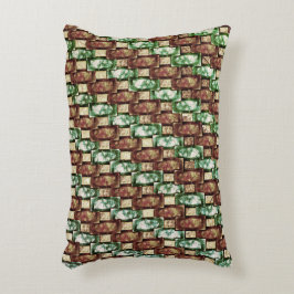Brun och grönt, delart, med rundad rektangulär for prydnadskudde