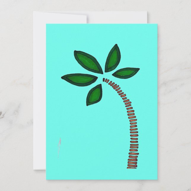 Brun och grönt handflatan träd teckning julkort (Framsida)