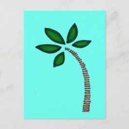 Brun och grönt handflatan träd teckning vykort