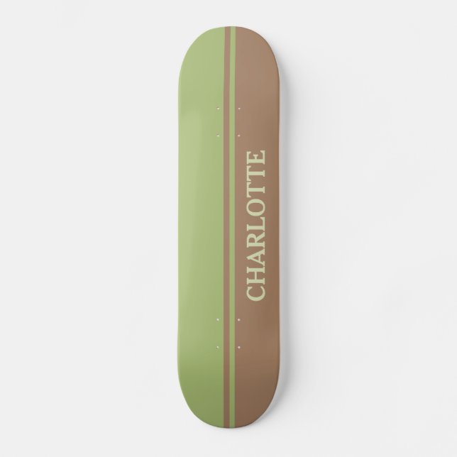 Brun och Grönt Mini Skateboard Bräda 18,5 Cm (Framsida)