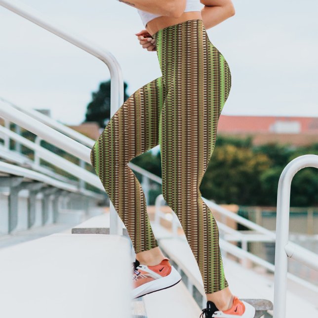 Brun och grönt Trippy Rand Coola Psychedelic Leggings (Skapare uppladdad)