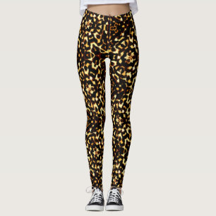 Brun och gul geometrisk leopard etniskt inspirerad leggings