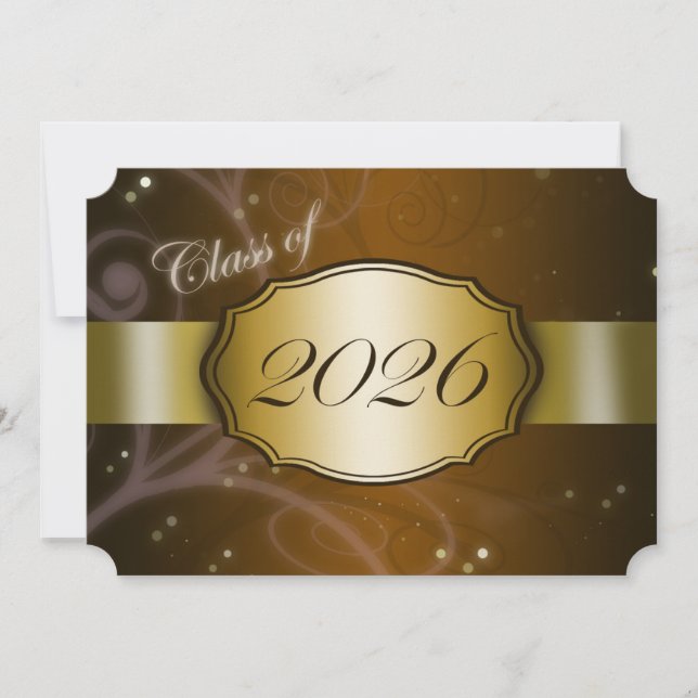 Brun och guld 2026 Examen Inbjudningar (Framsida)