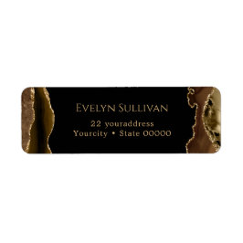Brun och guld agate-adressetikett för returadress etikett
