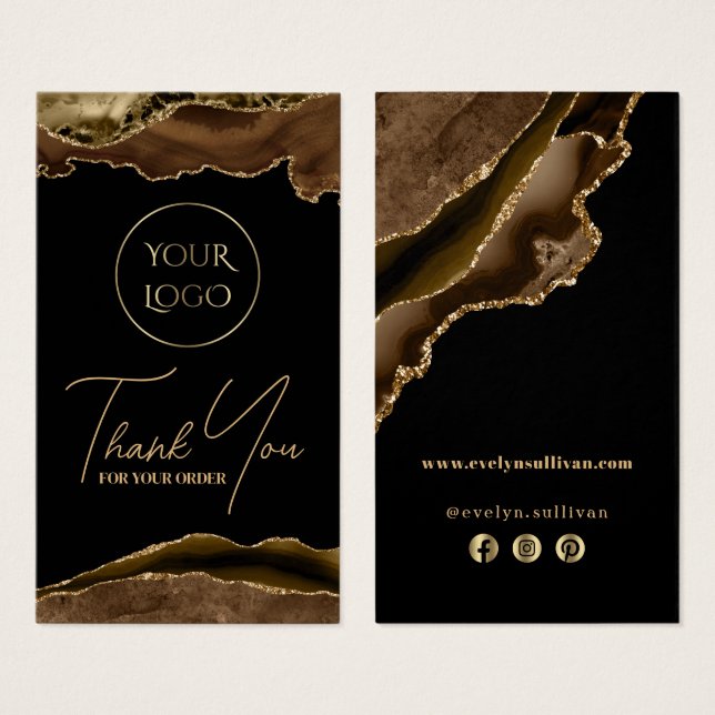 Brun och guld agate paket infoga visitkort (Framsida & baksida)