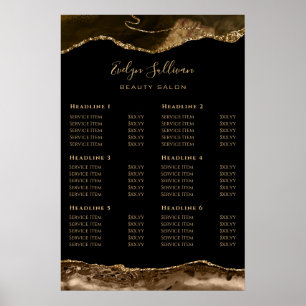 Brun och Guld Agate Pris List Poster