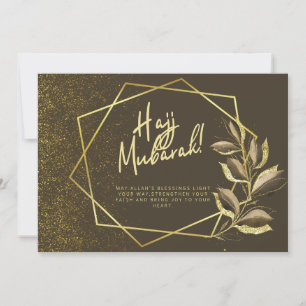 Brun- och guld-design med Hajj Mubarak-meddelande Anteckningskort