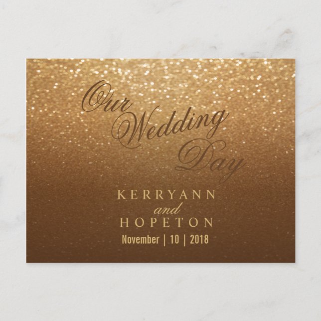 Brun och Guld Glitter - RSVP Vykort (Framsida)