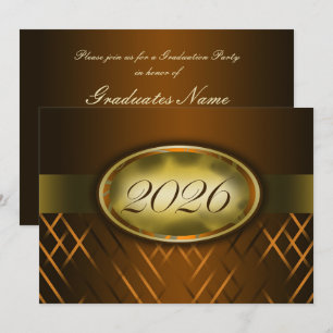 Brun och guld Klass 2026-fest Inbjudningar