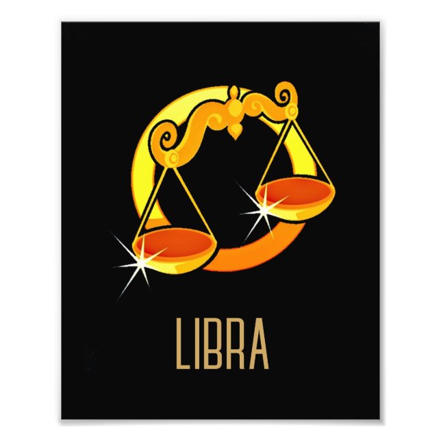 Brun och guld Libra zodiac svart Fototryck (Framsidan)