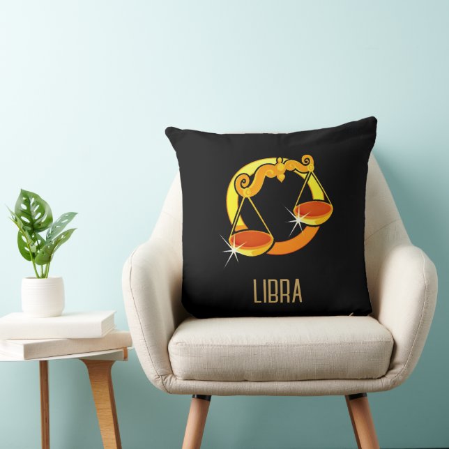 Brun och guld Libra zodiac svart Kudde (Stol)