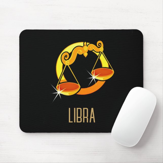 Brun och guld Libra zodiac svart Musmatta (Med mus)