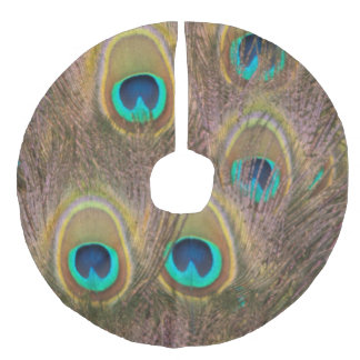 Brun och guld- påfågel julgransmatta fusklinne