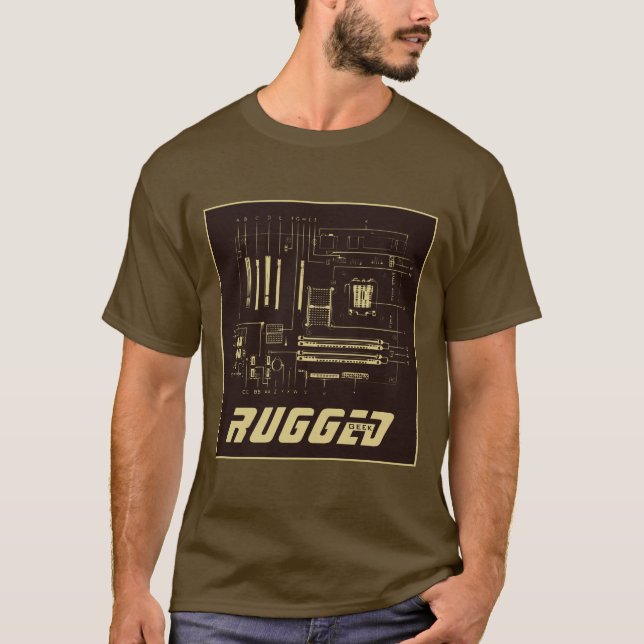 Brun och guld RUGGED GEEK Motherboard Tech T Shirt (Framsida)