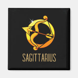 Brun och guld Sagittarius zodiac svart Magnet