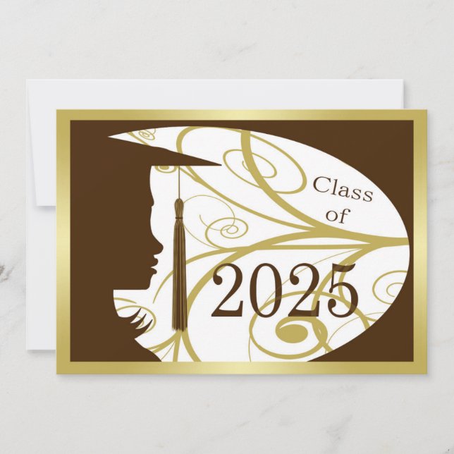 Brun och Guld Silhouette 2025-kort Inbjudningar (Framsida)