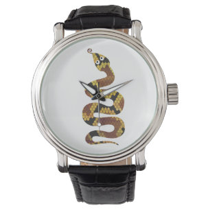 Brun och guld- Silhouette för orm Armbandsur