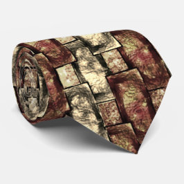 Brun och guldfärgad, rektangulär delar, med skuren slips