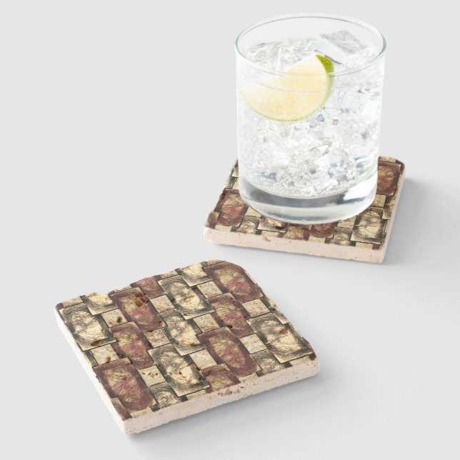 Brun och guldfärgad, rektangulär delar, med skuren stenunderlägg (Sidan)