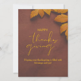 Brun- och Gult-minimalistkort för Thanksgiving