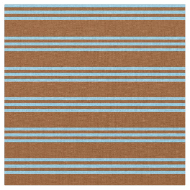 Brun och Himlar Blue Färgad Rand Tyg (Närbild)