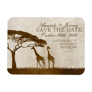 Brun och ivoriansk afrikansk Giraffe Spara datum Magnet