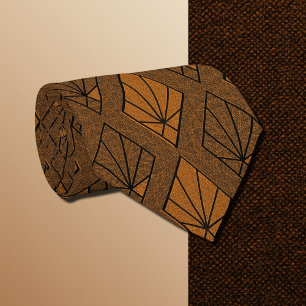 Brun och Orange Art Deco Diamond Mönster Slips