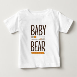 Brun och Orange Handritad Typsnitts Grizzly Babybj T-shirt
