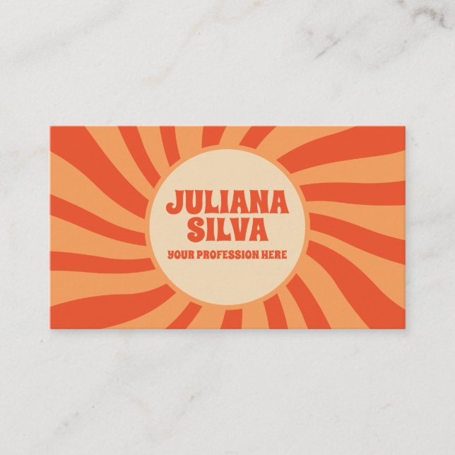 Brun och Orange Retro med QR-Affärskort Visitkort (Framsida)