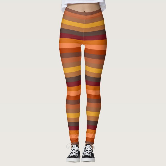 Brun och orange skuggor rand leggings (Framsida)