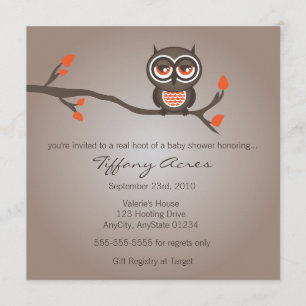 Brun och Orange Uggla Baby Shower-inbjudan Inbjudningar