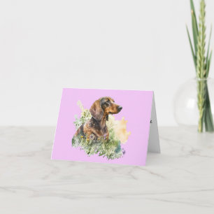 Brun och röd Dachshund Blommig kort för alla tillf