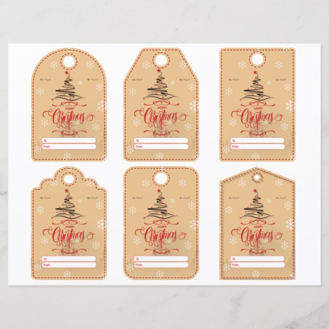 Brun och röd modern utskuren presentkortssats (Framsida)