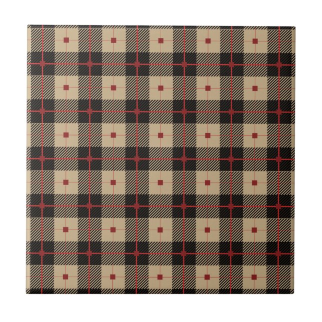 Brun och röd pläd för Lumberjack Kakelplatta (Framsidan)