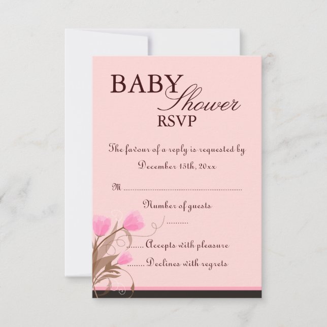 Brun och Rosa Blommigt Design Baby Shower OSA kort (Framsida)